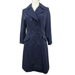 Vintage Women's Jacket Barometer Blue Polka Dot Double Breasted
